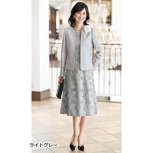 楽天市場 アンサンブルスーツ 19abr 21abr 23abr 華やぎモチーフレースワンピースアンサンブル 19abr 23abr ベルーナ Belluna 40代 50代 60代 レディース ミセス 大人 ファッション 先生 服装秋冬 スーツ 秋服 大きいサイズ 長袖 ベルーナ