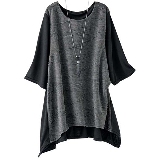 楽天市場 在庫残りわずか アウトレット カットソー M L変わり織カットソープルオーバー M L ベルーナ 40代 50代 60代 レディース ミセス ファッション 夏服 カットソー Belluna 在庫処分 在庫限り プチプラ ベルーナ