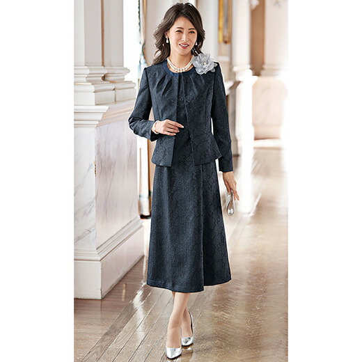 楽天市場 フォーマル 入学卒業スーツ 7ar 9ar 11ar 13ar 15ar 17ar 米沢織花柄ジャカードワンピースアンサンブル 7ar 17ar 40代 50代 60代 ファッション 先生 服装レディース ベルーナ Belluna 春 入学式 スーツ ママ 七五三 卒業式 母 卒園式 入園式 フォーマル