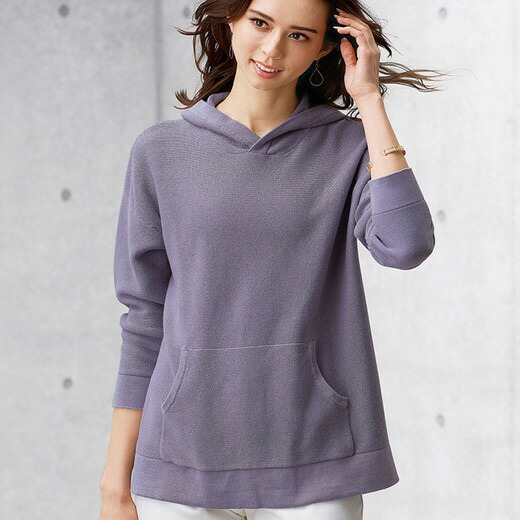 パーカー M L Ll コットン１００ ガーター編フードパーカー M Ll ベルーナ Belluna 40代 50代 60代 レディース ミセス 大人 ファッション 秋服 秋冬 プチプラ アウター 羽織り 体型カバー 注目ブランド