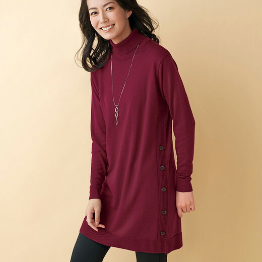 チュニック M L Ll メリノウール１００ タートルネックチュニック M Ll ベルーナ Belluna 40代 50代 60代 レディース ミセス 大人 ファッション 秋服 秋冬 プチプラ シャツ ブラウス 体型カバー 大感謝セール