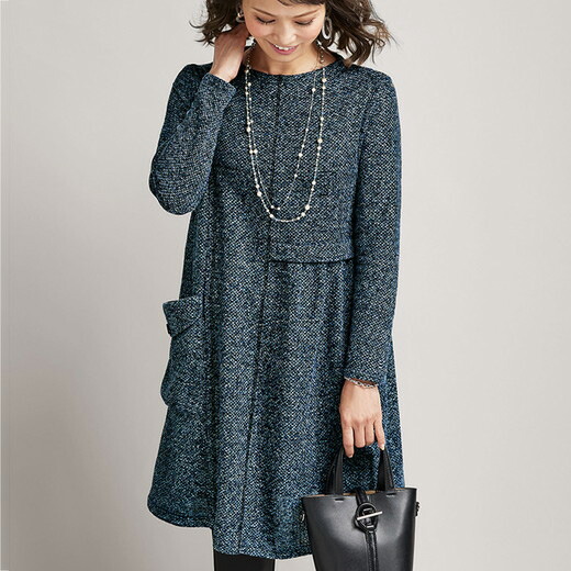 チュニック M L Ll 杢調カットソー切替デザインチュニック M Ll ベルーナ Belluna 40代 50代 60代 レディース ミセス 大人 ファッション 秋服 秋冬 プチプラ シャツ ブラウス 体型カバー 正規逆輸入品