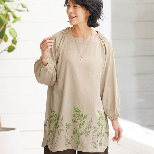 ブラウス M L Ll すぽっと着られる裾刺しゅうチュニック M Ll ベルーナ Belluna 40代 50代 60代 ミセス 大人 ファッション レディース 春 春服 トップス 体型カバー おトク情報がいっぱい