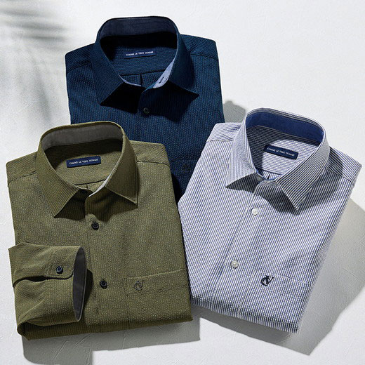 シャツ S M L Ll 3l コムルヴァン オム ゆとり設計タック入りシャツ S 3l ベルーナ 40代 50代 60代 メンズ 紳士 大人 メンズファッション メンズライフ 夏服 トップス 登場