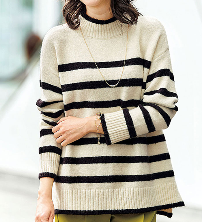 ニットプルオーバー 3l 4l 5l ボーダー柄ニットプルオーバー 3l 5l ベルーナ Belluna レディースファッション 40代 50代 60代 レディース ミセス 大人 ファッション 秋服 秋冬 大きいサイズ ニット トップス お買い得