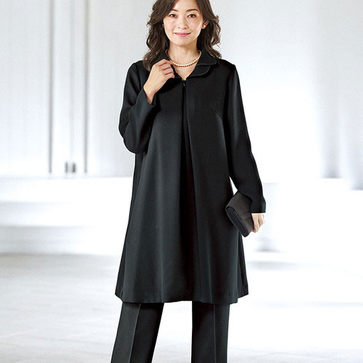 ブラックフォーマル 19ABR 21ABR 23ABR 洗えるストレッチ素材!ゆったりチュニックセットアップ(19ABR〜23ABR) ベルーナ Belluna レディースファッション 40代 50代 60代 レディース ミセス 大人 ファッション 秋服 秋冬 大きいサイズ 喪服 礼服 スーツ 冠婚葬祭