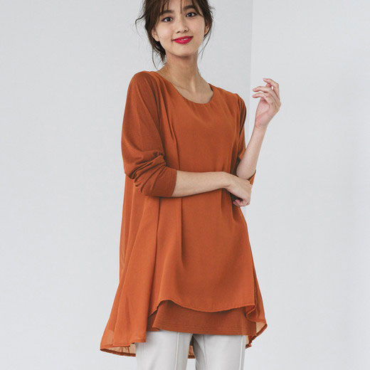 チュニック3l 裏微起毛 異素材切替チュニック ベルーナ 40代 50代 60代 レディースファッション レディース ミセス 大人 Ranan ラナン 大きいサイズ 秋 冬 秋服 冬服 トップス 激安アウトレット