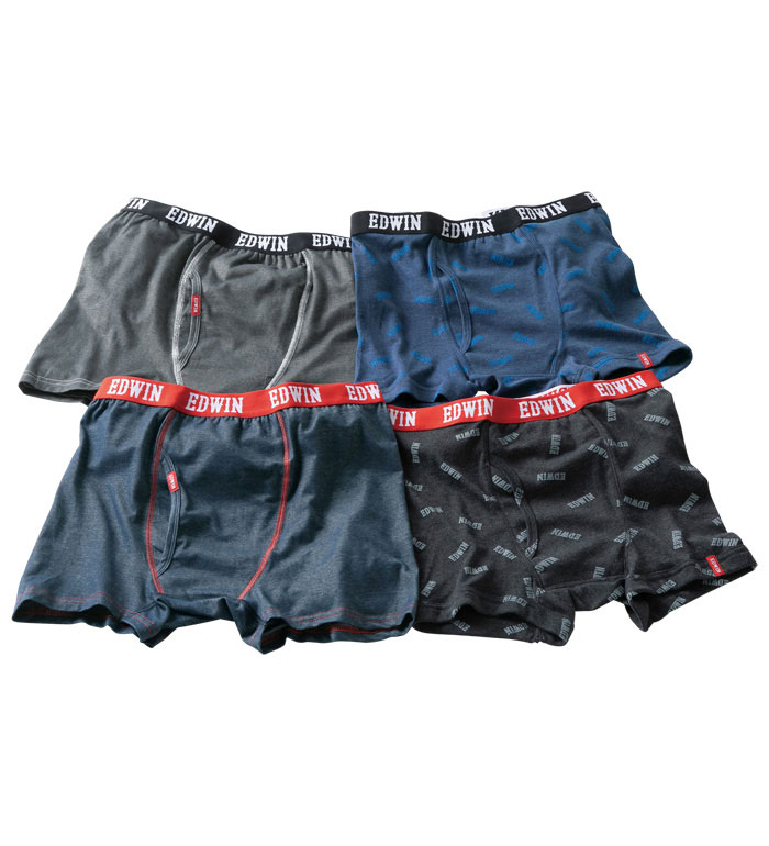＼まとめ買い最大20％OFFクーポン／ボクサーパンツ メンズ 【４枚組】＜エドウイン＞デニム好きに贈るエチケットボクサーパンツ・トランクス各４枚組 2025春 メンズライフ M-4L