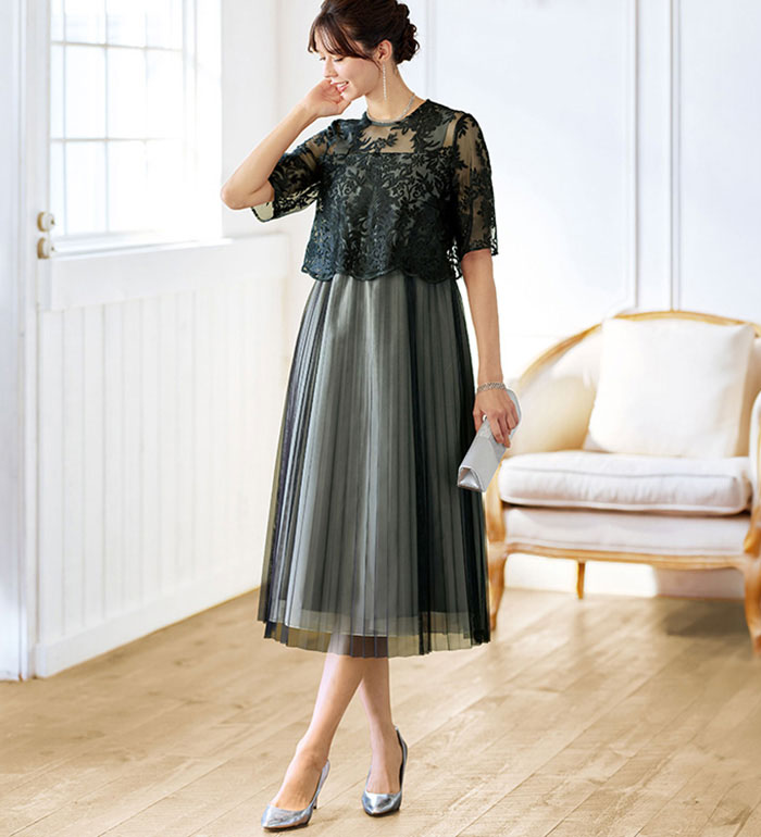 楽天市場】ワンピース レディース 花柄レース重ね配色ワンピース 2025