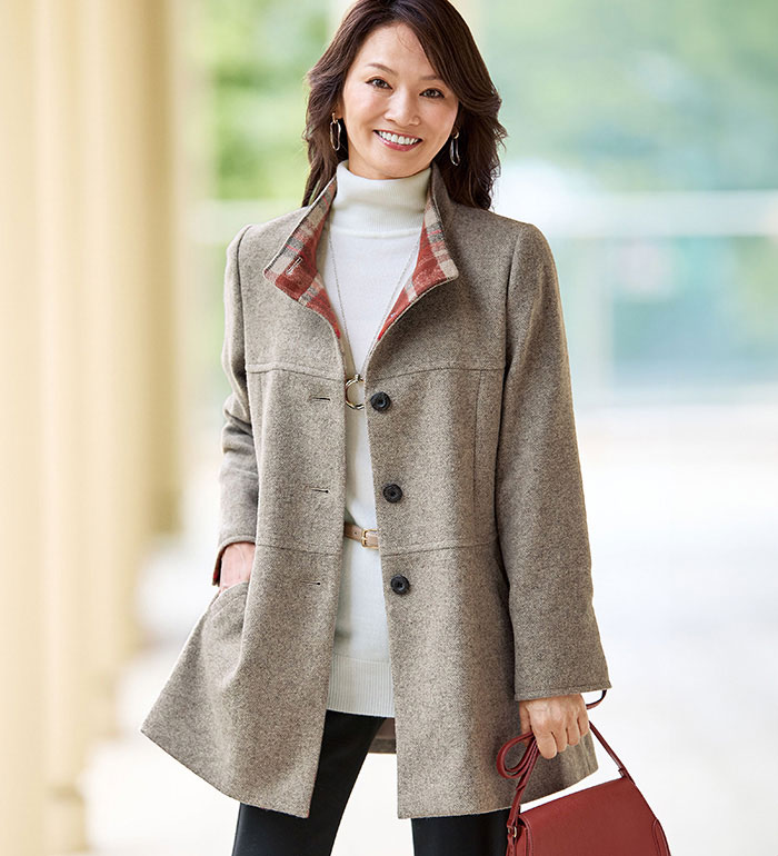 楽天市場】ハーフコート ワイドがトレンド！ビッグチェック柄コート(M