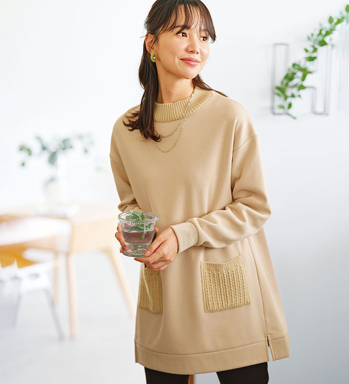 楽天市場】ニット レディース 長袖 チュニック ＜FILA＞リブ