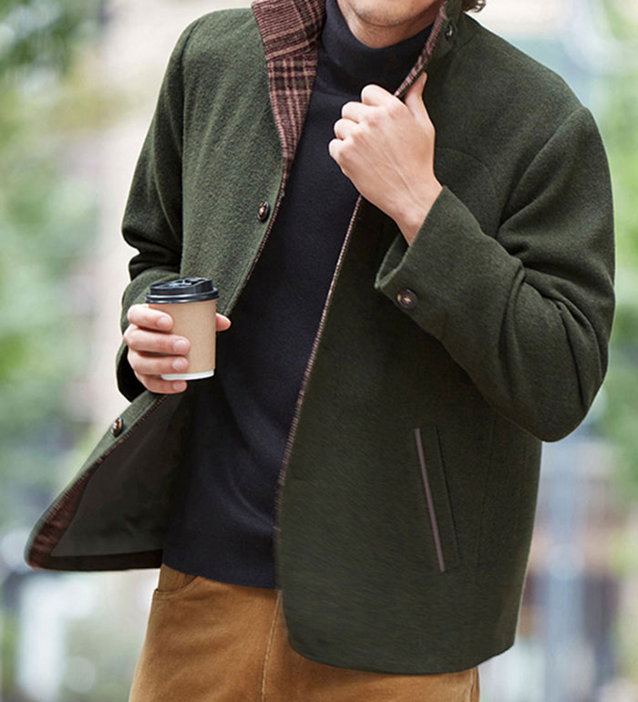 ＼まとめ買い最大20％OFFクーポン／ジャケット S M L LL 3L ＜コムルヴァン・オム＞ウール混イタリアンカラージャケット(S～3L) ベルーナ belluna 50代 60代 メンズ 大人 ファッション 秋冬 秋冬服 アウター 羽織り