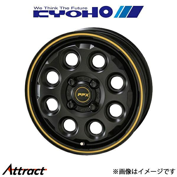 共豊 PPX Mil:8 アルミホイール 4本 キャリイ DA16T(12×3.5J 4-100 INSET45 セミグロスブラック/イエローライン)KYOHO