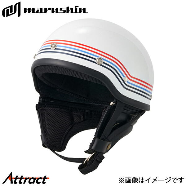 マルシン工業 MCH5 MZ-HALF ハーフヘルメット ストライプ(WH/RD/BL) フリー(57～60cm未満) MZH005 MARUSHIN ヘルメット