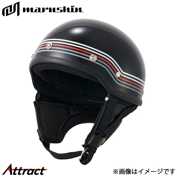 マルシン工業 MCH5 MZ-HALF ハーフヘルメット ストライプ(BK/RD/GRY) フリー(57～60cm未満) MZH006 MARUSHIN ヘルメット