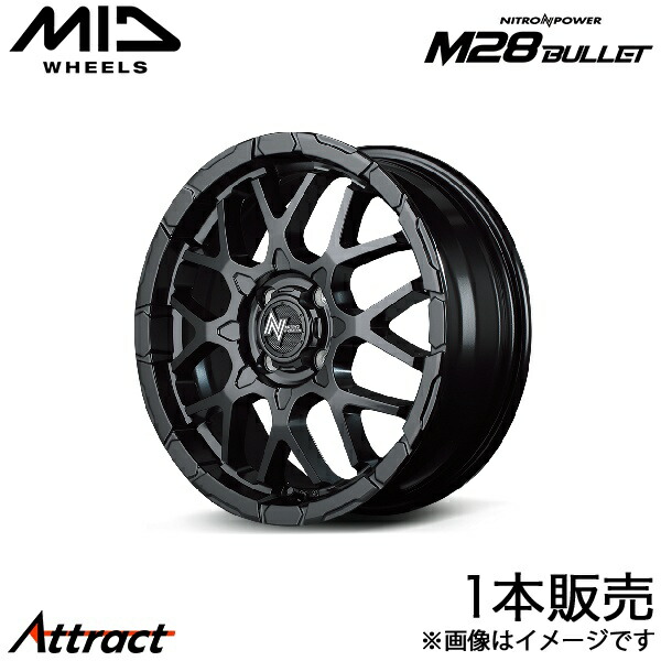 MID ナイトロパワーM28バレット デミオ DJ系 アルミホイール 1本(16×6J 4-100 +40 セミグロスブラック)マルカ NITRO POWER M28 BULLET