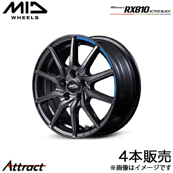 MID RX810 インプレッサアネシス GE2/GE3 アルミホイール 4本(15×6J 5-100 +45 アクティブブラック)マルカサービス