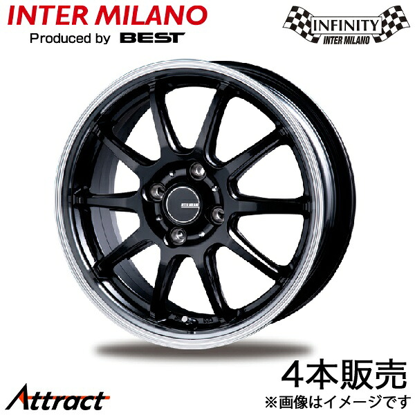 インターミラノ インフィニティ F10 ekワゴン B33W アルミホイール 4本(14×4.5J 4-100 +45 ブラック/リムポリッシュ)INTER MILANO