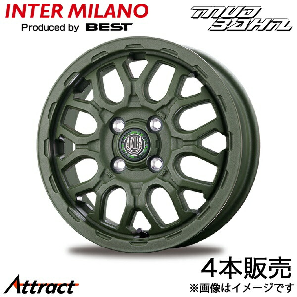 インターミラノ マットバーン XR-800M ME スピアーノ HF21S アルミホイール 4本(14×4.5J 4-100 +45 グリーン)INTER MILANO MUD BAHN