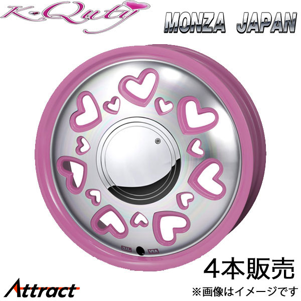 モンツァジャパン ケー キューティ アルミホイール4本 1台分(14×4.5J 4-100 INSET43)スズキ スペーシアカスタム MK32 42S(ピンク)