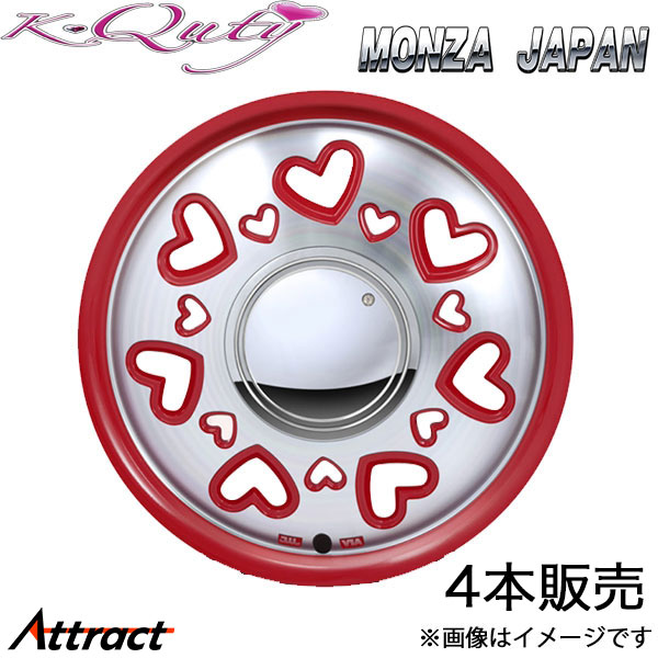モンツァジャパン ケー キューティ アルミホイール4本 1台分(15×4.5J 4-100 INSET43)スズキ ワゴンＲ MH35S 55S(レッド)
