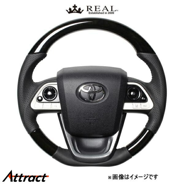 レアル ステアリング オリジナルシリーズ ステアリング+アンダーパッド(ブラックウッド)プリウスPHV 50系 50-BKW-BK-BKT REAL