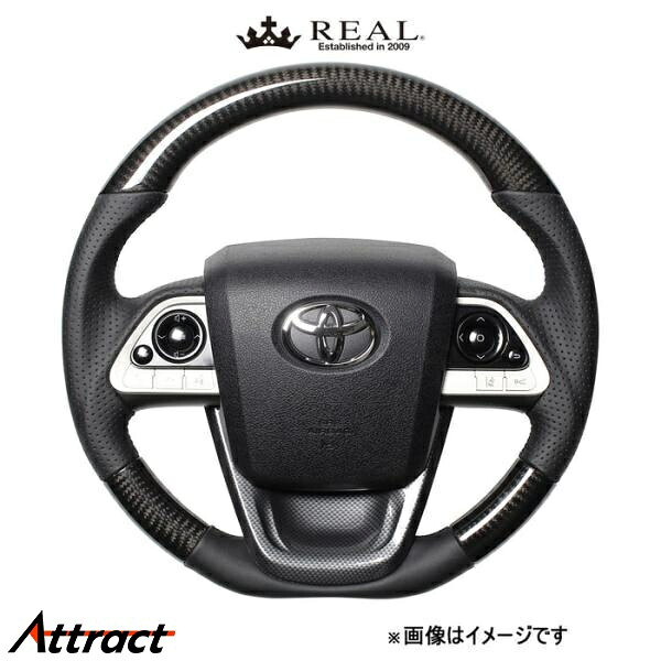 レアル ステアリング プレミアムシリーズ ステアリング+アンダーパッド(ブラックカーボン)MIRAI 10系 50P-BKC-BK-BKT REAL