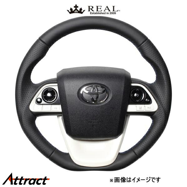 レアル ステアリング プレミアムシリーズ(ブラックナッパオールレザー)MIRAI 10系 50P-LPB-BL REAL｜Attract