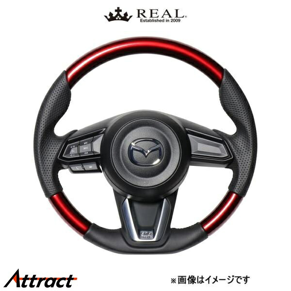 レアル ステアリング オリジナルシリーズ(パールレッド)アクセラ BM MZD-RDW-BK REAL