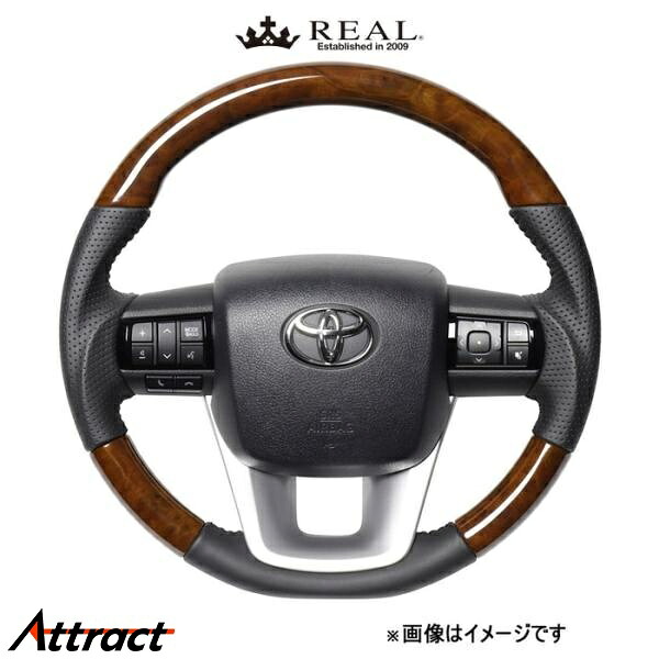 レアル ステアリング オリジナルシリーズ(42ブラウンウッド)ハイラックス GUN125 N125-42BRW-BK REAL