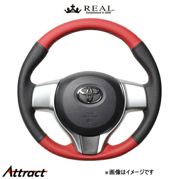 レアル ステアリング オリジナルシリーズ(レッド&ブラックオールレザー)シエンタ 170系 P130-LPB-RD REAL