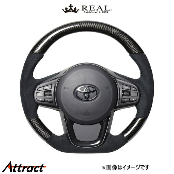レアル ステアリング プレミアムシリーズ(ブラックカーボン&ブラックウルトラスエード)スープラ DB系 TYCP-ALC-BKC REAL｜Attract