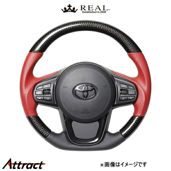 レアル ステアリング プレミアムシリーズ(ブラックカーボン&レッドレザー)スープラ DB系 TYCP-RD-BKC REAL|Attract