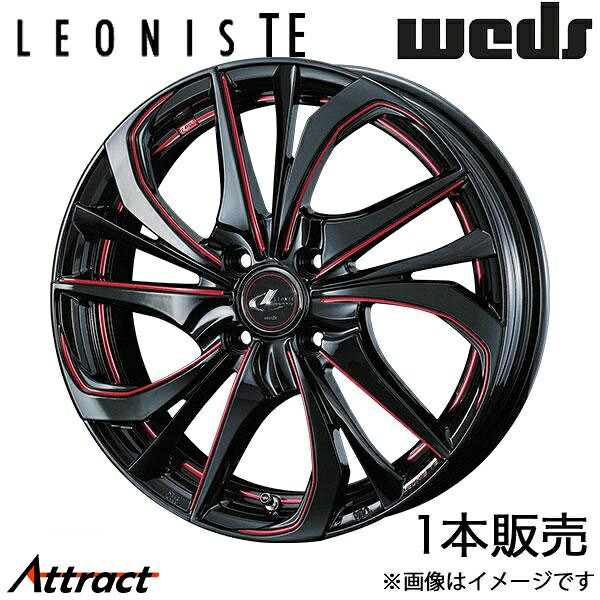 レオニスTE ワゴンR MH23S 16インチ アルミホイール 1本 ブラック/SCマシニング[レッド] 0038745 WEDS LEONIS TE