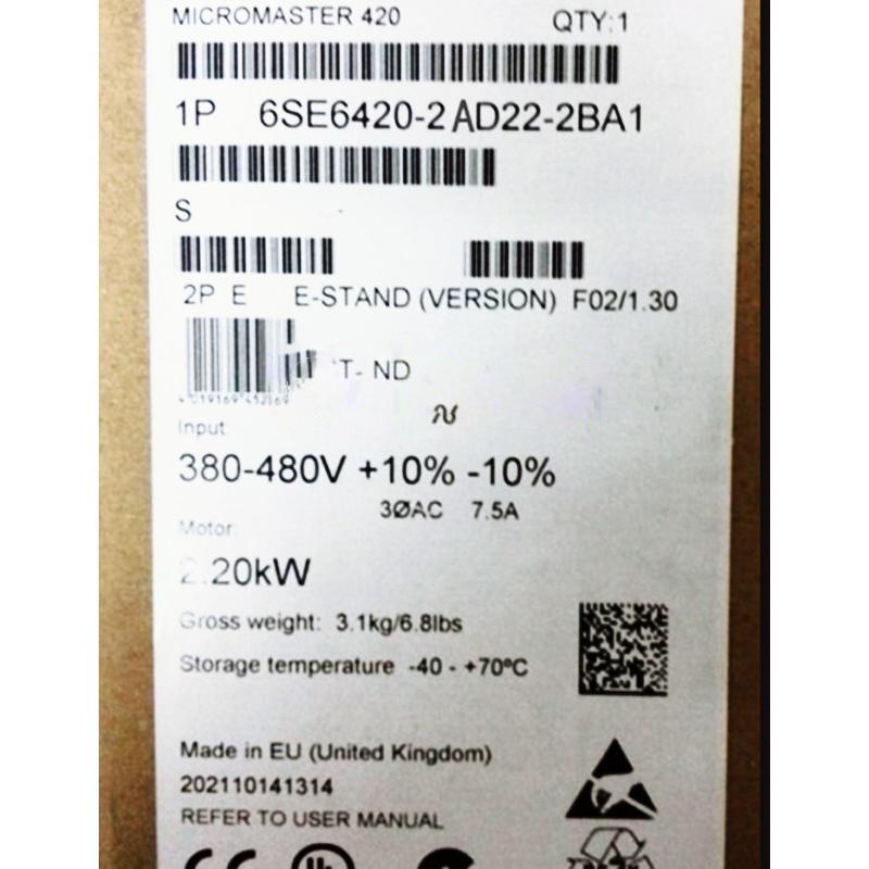 【新品★適当お願いごと書★貨物輸送無料】SIEMENS ジーメンス インバータ 6SE6420-2AD22-2BA1 MM420 480V 2.2KW◆ 6ヶ月引きうける