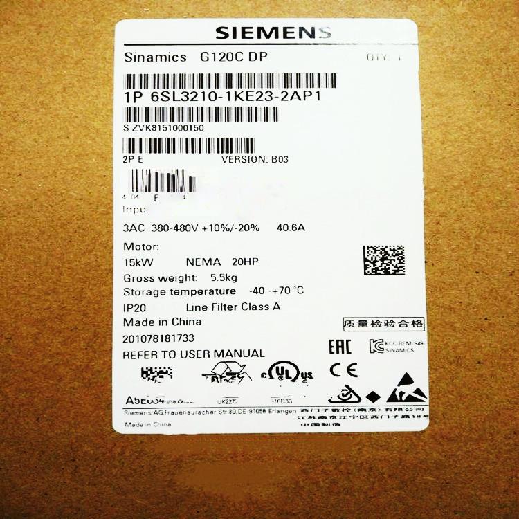 【新品★適当お願いごと書★貨物輸送無料】SIEMENS ジーメンス インバータ 6SL3210-1KE23-2AP1 G120C 480V 15.0kW◆ 6ヶ月引き請ける