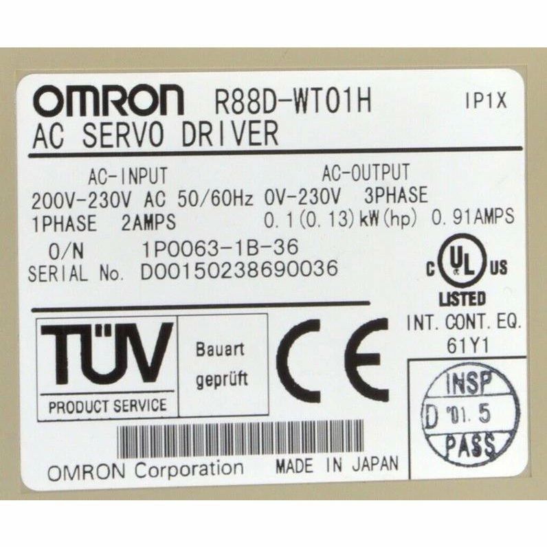 【新品★適当お願いごと書★貨物輸送無料】OMRON オムロン R88D-WT01H サーボ運転【６ヶ月引き請ける】