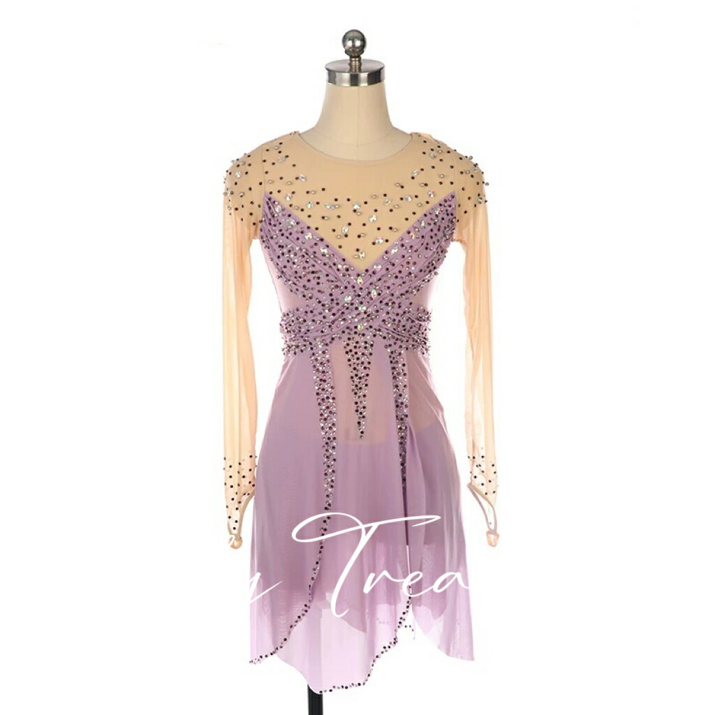 ピンク フィギュアスケート衣装　Lサイズ フィギュアスケート 衣装 FRY-287ピンク スケートコスチュームDD