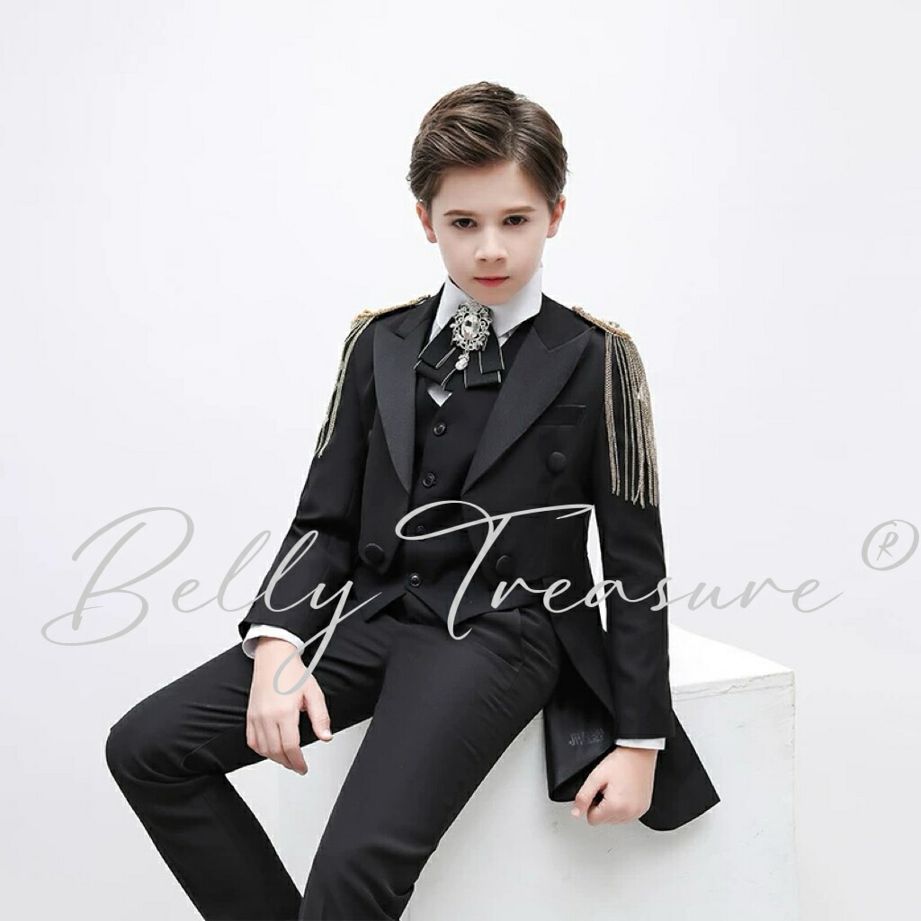御坊っちゃんブラックタイ 上衣+プルオーバーズボン下+仕掛ける フォーマルスーツMB-001-202511