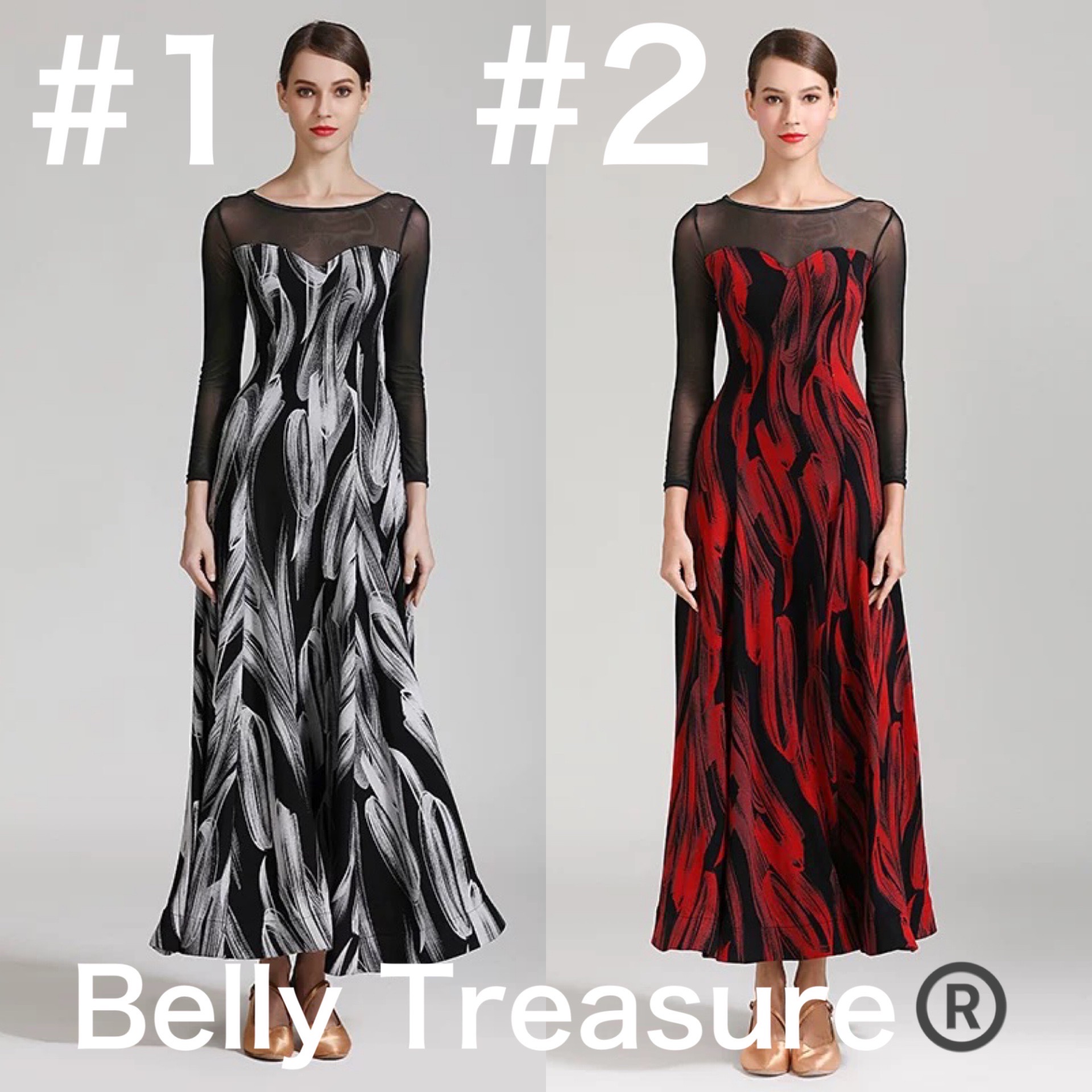 2カラー 社交ダンス舞台衣装 YLFE-1876-202410｜Belly Treasure 店