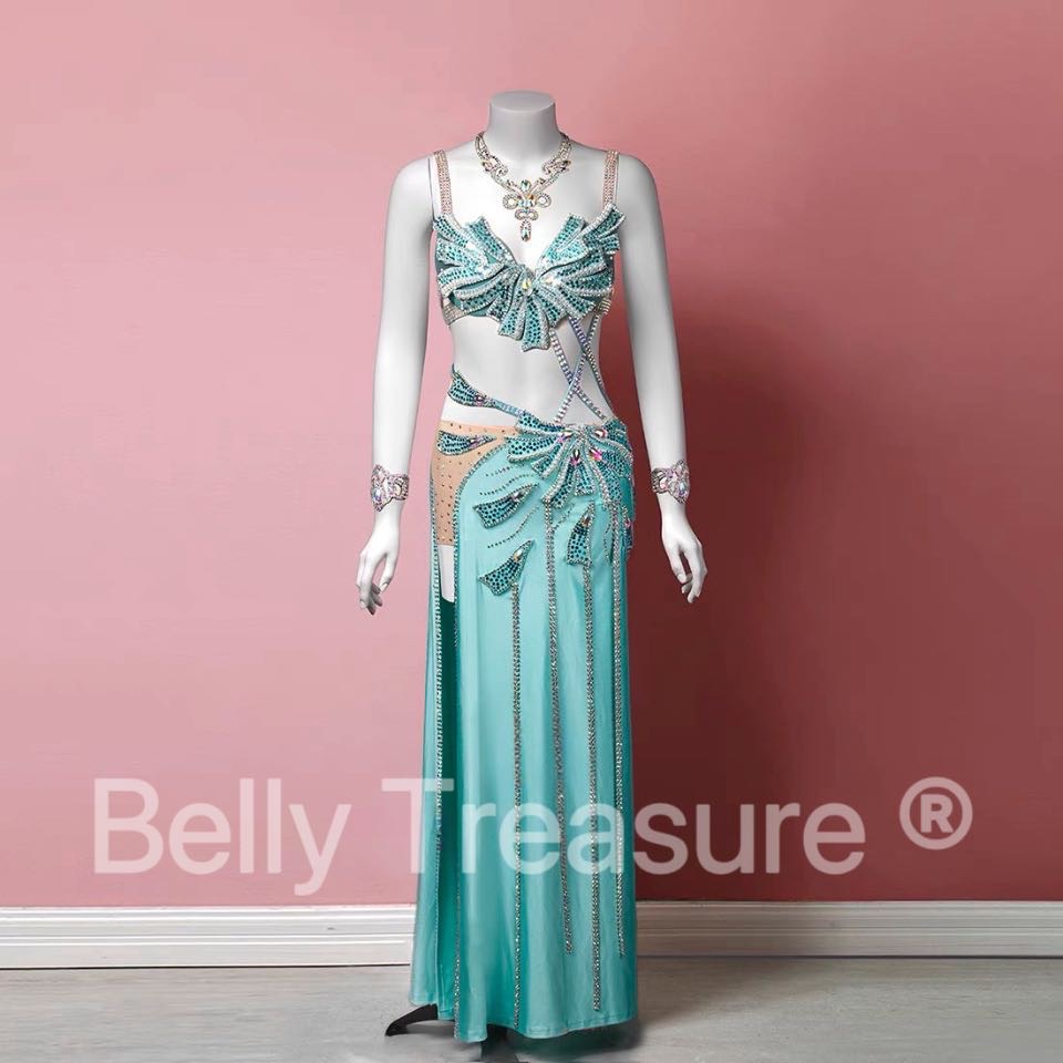 ベリーダンス衣装　サハルオカーシャ　エメラルドグリーン ベリーダンス衣装 ピーコックグリーン (M-L) CT0136 - bachata