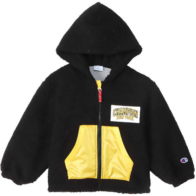 【在庫限り】 チャンピオン キッズ ボアフーデッドジャケット 130cm ブラック #CKY605-090 送料込み(沖縄・離島を除く) 【在庫限り】 CHAMPION