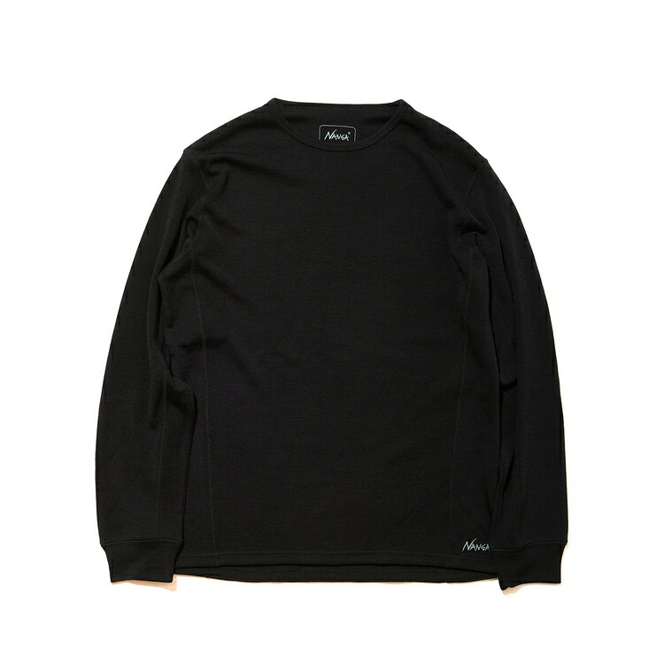 ナンガ メリノウールベースレイヤーロングスリーブトップ(メンズ) M ブラック #N1MPBKF5 送料無料 MERINO WOOL BASE LAYER L/S TOP NANGA