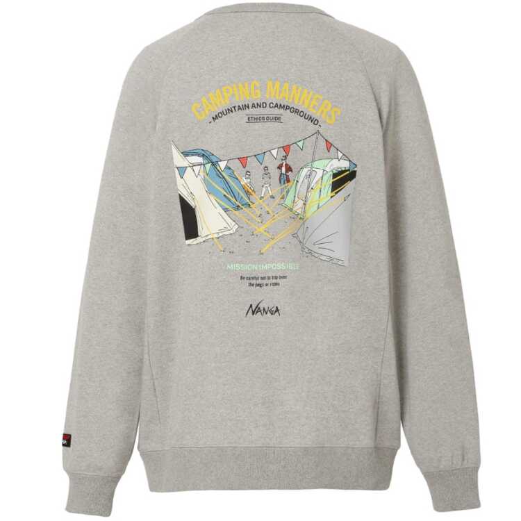 ナンガ エコハイブリッド キャンピングマナー ペグ＆ロープ スウェットシャツ(メンズ) L ライトグレー #N0000156-L.GRY 送料無料 ECO HYBRID CAMPING MANNERS PEG＆ROPE SWEATSHIRT NANGA｜belmo ONLINE 8,085円