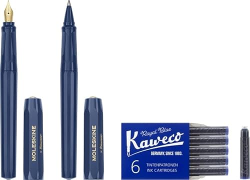 モレスキン(Moleskine) * カヴェコ 万年筆 F字 * ボールペン セット ブルー KAWPENSETFBLUE