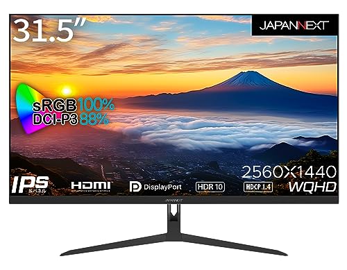 JAPANNEXT 31.5in 管する WQHD 2560x1440解像力 IPS 見せびらかす (HDMI/DisplayPort/金棒引き内蔵/VESA相応う/ブルーライトカット) JN-IPS3150WQHDR