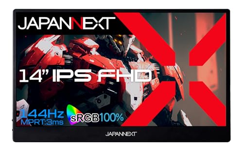 JAPANNEXT 14in 移動性管する IPS ダイアログボックス 盛りだくさん固定ディスク 1920x1080解像力 かっこ良い容れもの付き添い人 (USB/Type C/MAC パソコン相応う/金棒引き内蔵 / sRGB100% / 非光輝) JN-MD-14i144F