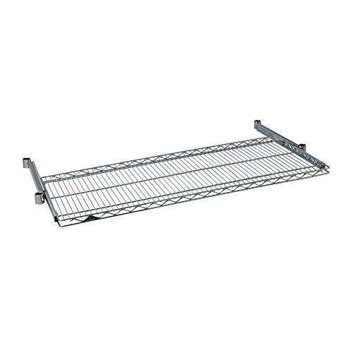 ドウシシャ ルミナスラック スチールラックパーツ スライド棚板 スライドシェルフ 幅121.5*奥行46cm SR1245-S スリーブ無し 耐荷重15kg 頑丈 23cm引き出し可能 追加棚板 防錆加工 ポール径25mm 炊飯