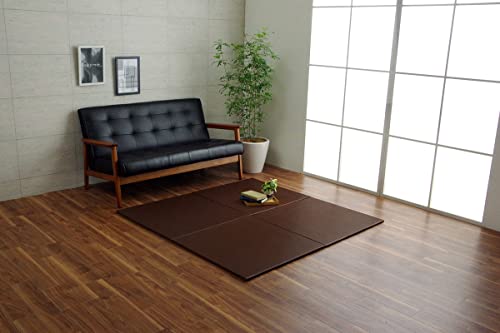 イケヒコ 置き畳 システム畳 ユニット畳 トリム 同色4枚組 約70*70cm/枚 ブラウン 日本製 縁無し お手入れ簡単 無地 簡単収納 シンプル #8340520 正方形/1枚|BeLugastore