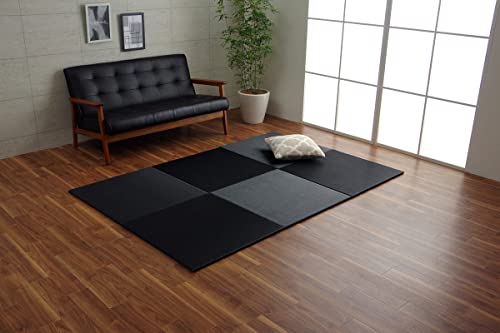 イケヒコ 置き畳 システム畳 ユニット畳 トリム 同色9枚組 約70*70cm/枚 ブラック 日本製 縁無し お手入れ簡単 無地 簡単収納 シンプル #8340440|BeLugastore